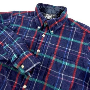 Lobo by Pendleton Wool Plaid Flannel Trail Shirt Blue Green Red Youth Size Large